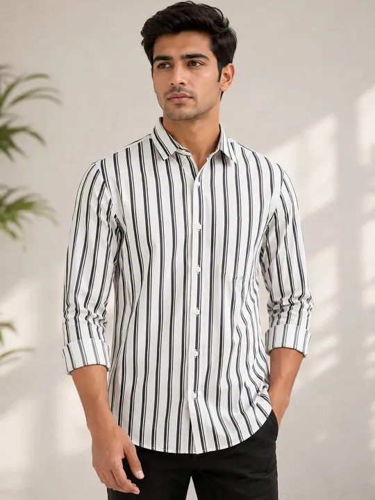 Orange Striped Slim Shirt — view 1