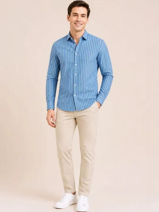 Purple Striped Slim Shirt — view 1