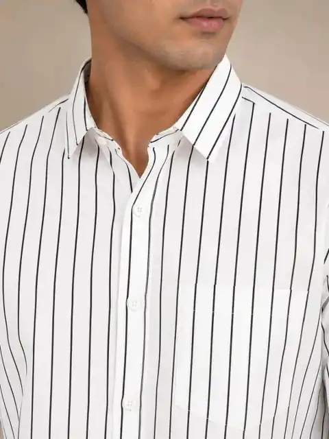 White Striped Slim Shirt — view 2