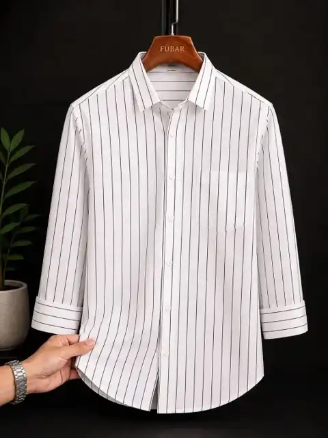 White Striped Slim Shirt — view 3
