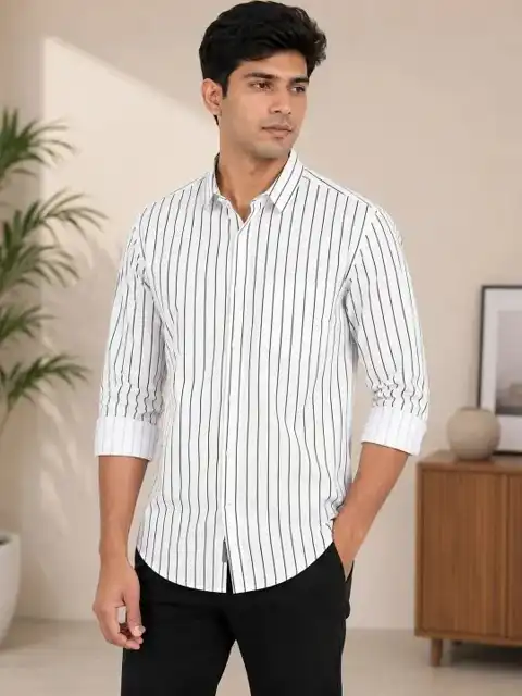 White Striped Slim Shirt — view 4