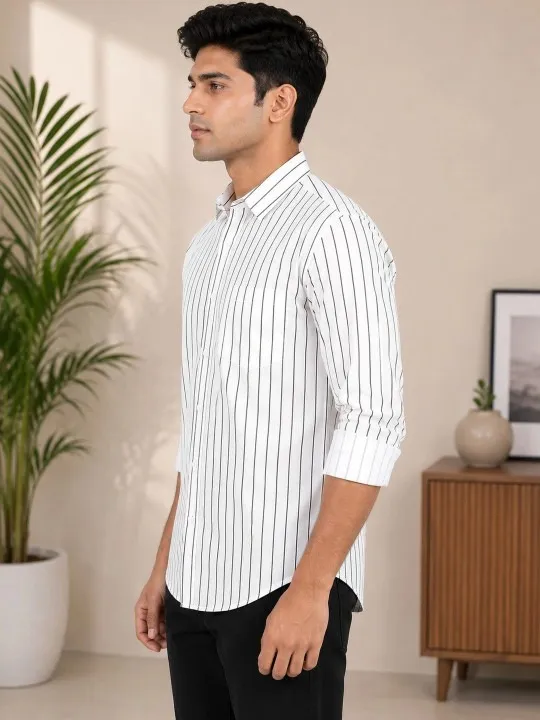 White Striped Slim Shirt — view 1