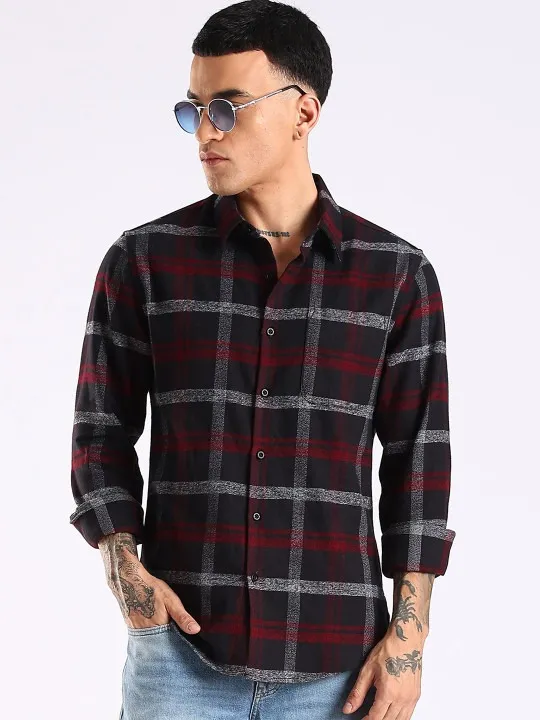 Black Checked Slim Shirt — view 2