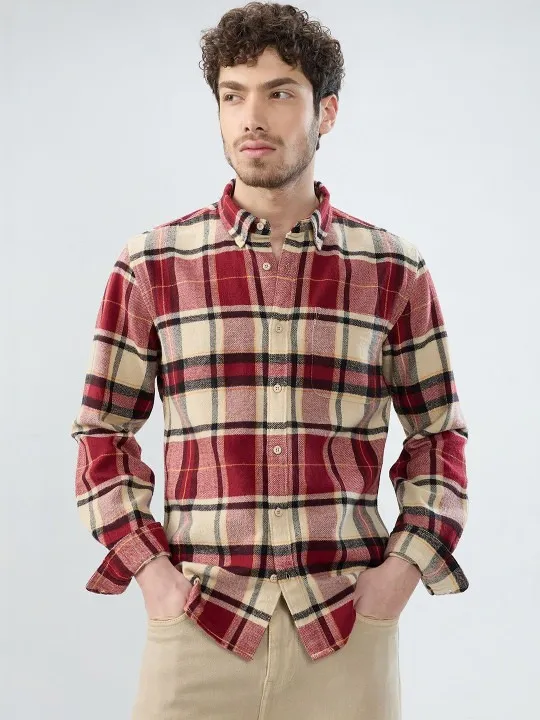 Brown Checked Slim Shirt — view 1