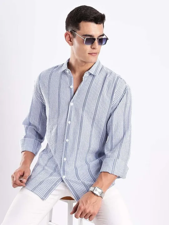Purple Striped Regular Shirt — view 1