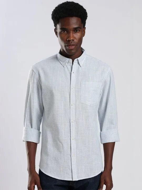 Brown Striped Regular Shirt — view 4