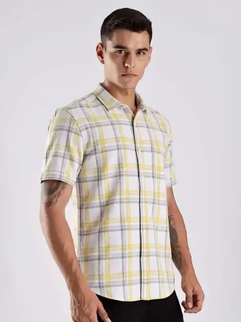 Beige Checked Regular Shirt — view 3