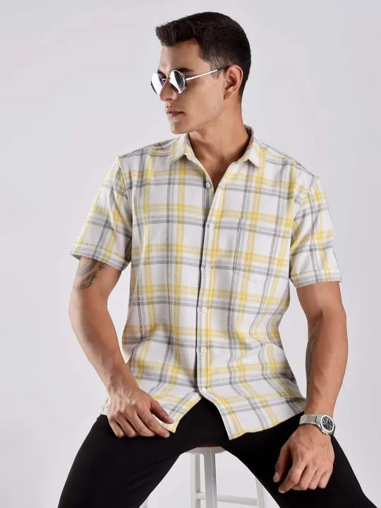 Beige Checked Regular Shirt — view 1