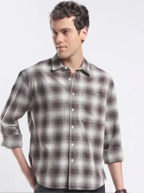 Beige Checked Regular Shirt — view 2