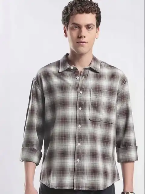 Beige Checked Regular Shirt — view 3