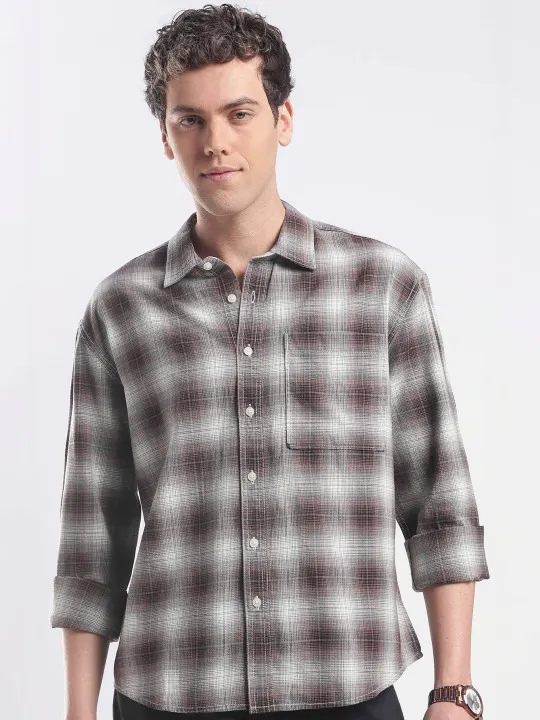 Beige Checked Regular Shirt — view 1