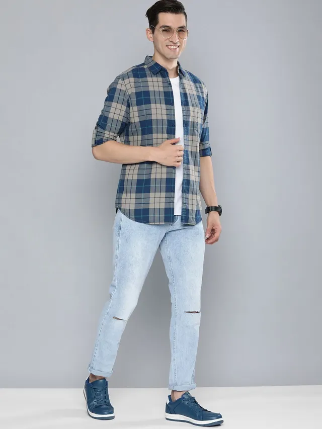 Blue Checked Slim Shirt — view 5