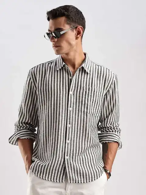 Orange Striped Relaxed Shirt — view 1