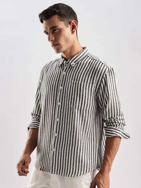 Orange Striped Relaxed Shirt — view 4