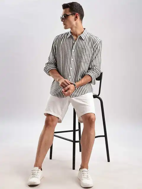 Orange Striped Relaxed Shirt — view 5
