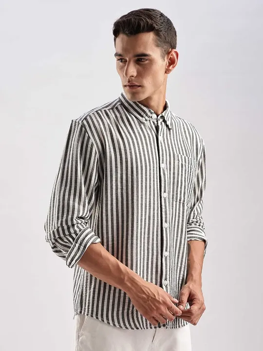 Orange Striped Relaxed Shirt — view 3