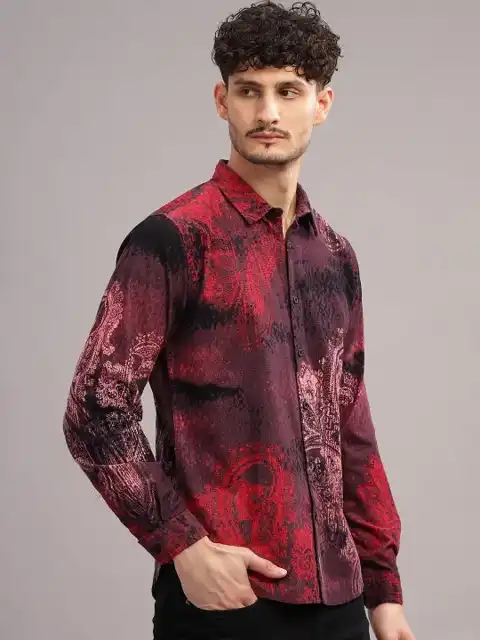 Brown Printed Slim Shirt — view 4
