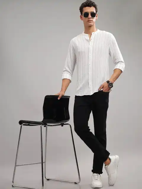 Orange Striped Slim Shirt — view 6