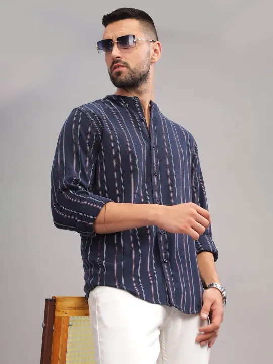 Orange Striped Slim Shirt — view 1