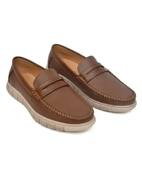 Green Textured Loafers — view 3