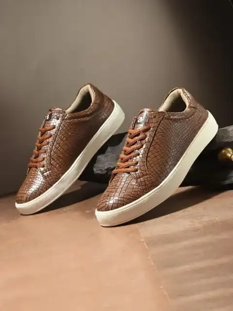 Brown Textured Sneakers — view 1