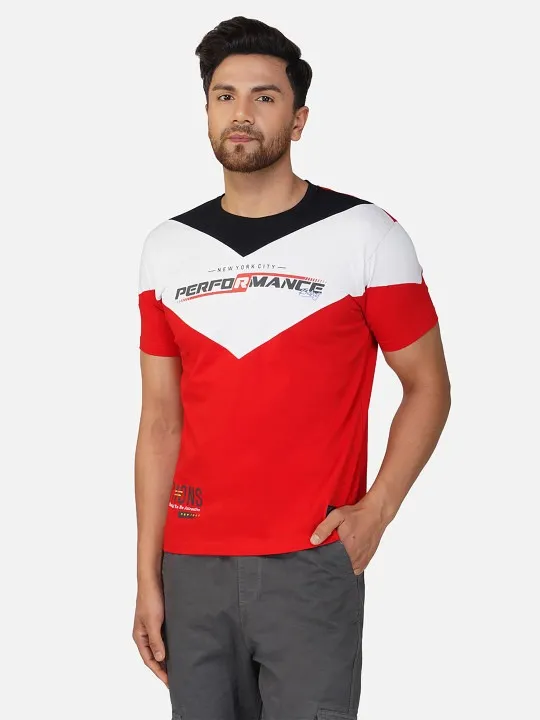 Red Colourblock T-Shirt — view 1