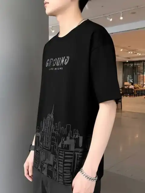 Black Printed T-Shirt — view 3