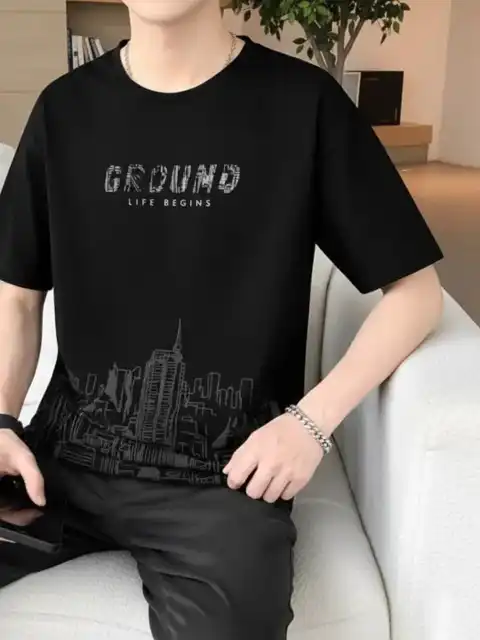 Black Printed T-Shirt — view 6