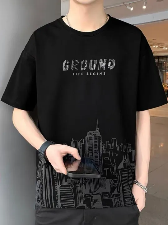 Black Printed T-Shirt — view 1