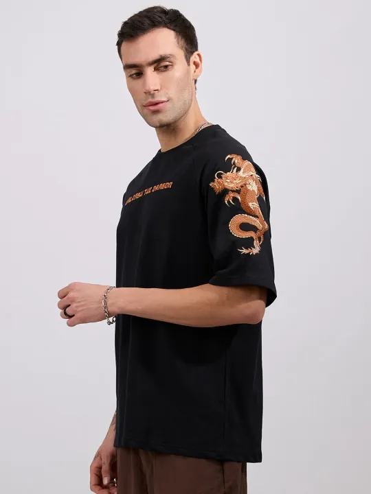 Black Embroidered T-Shirt — view 1