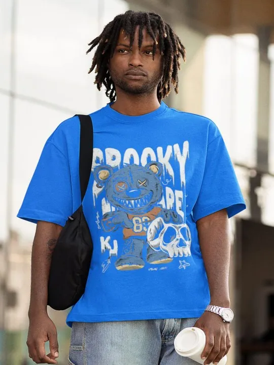 Blue Printed Oversized T-Shirt — view 1