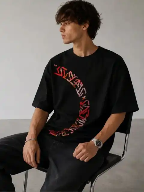 Black Printed T-Shirt — view 3
