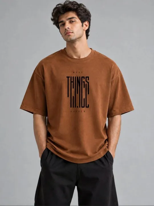 Brown Printed T-Shirt — view 1