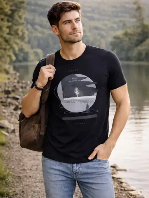 Black Printed T-Shirt — view 4