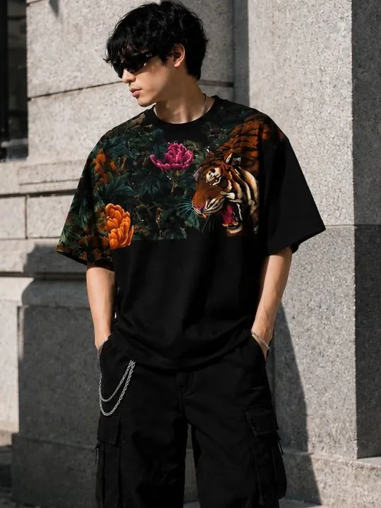 Black Printed T-Shirt — view 1