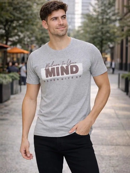 Grey Printed T-Shirt — view 1