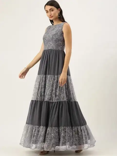 Black Embroidered Maxi Dress — view 3