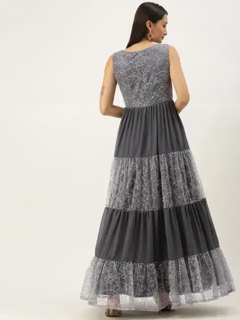 Black Embroidered Maxi Dress — view 4