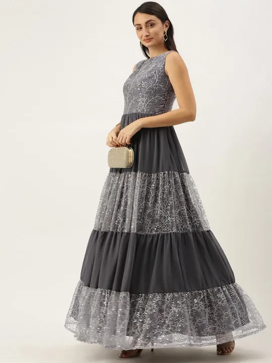Black Embroidered Maxi Dress — view 1