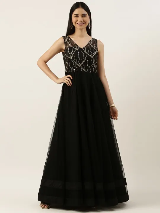 Black Sequined Maxi Dress — view 1