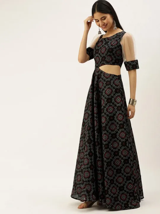 Black Printed Maxi Dress — view 4