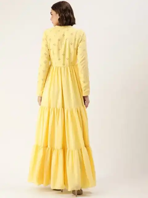 Beige Embroidered Maxi Dress — view 4