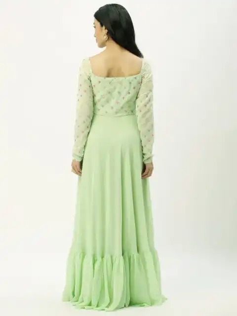 Beige Embroidered Maxi Dress — view 4