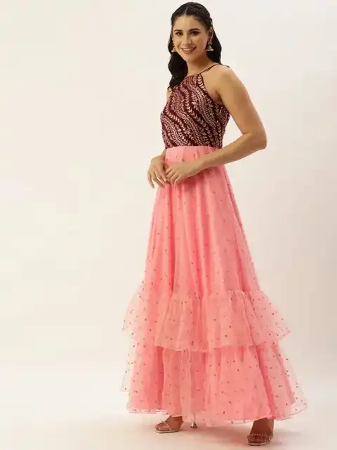 Orange Embroidered Maxi Dress — view 3