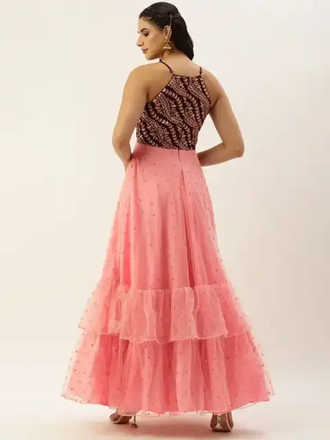 Orange Embroidered Maxi Dress — view 4