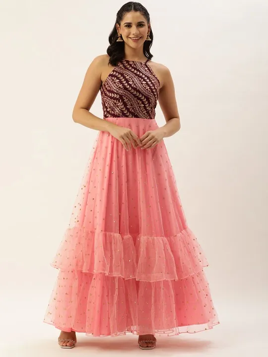 Orange Embroidered Maxi Dress — view 1
