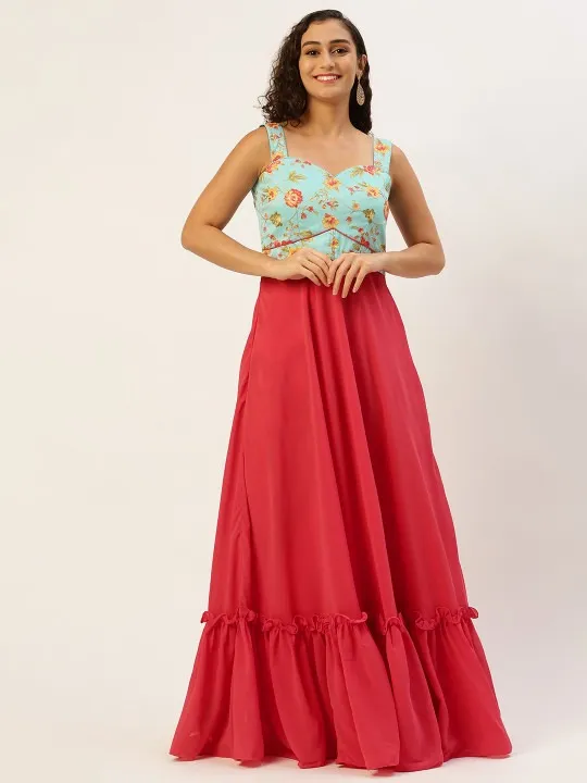 Beige Embroidered Maxi Dress — view 3