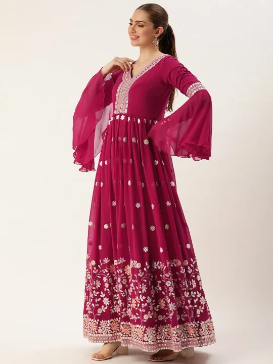Red Embroidered Maxi Dress — view 3