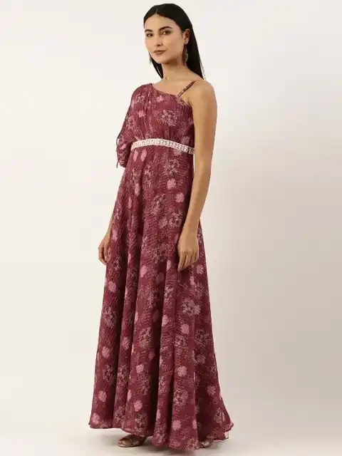 Brown Floral Maxi Dress — view 3