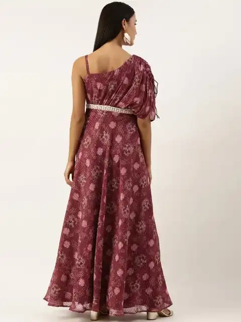 Brown Floral Maxi Dress — view 4